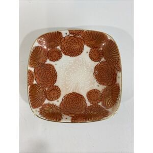 Genuine Kutani Japanese Handpainted Square Dish Bowl Chrysanthemum